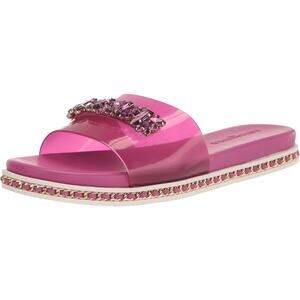 Karl Lagerfeld Women Bijou Embellished Slide Sandals Size US 9M Orchid Pink
